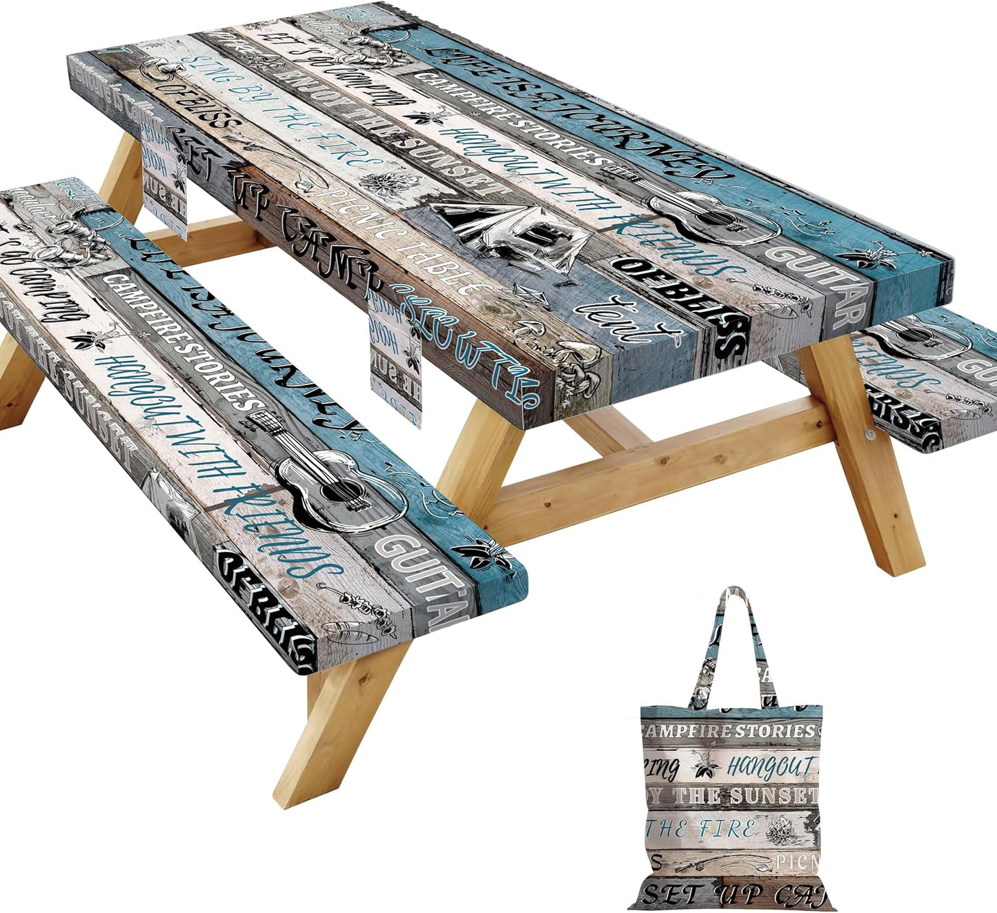 Mantel picnic ajustable para mesa 6ft impermeable azul