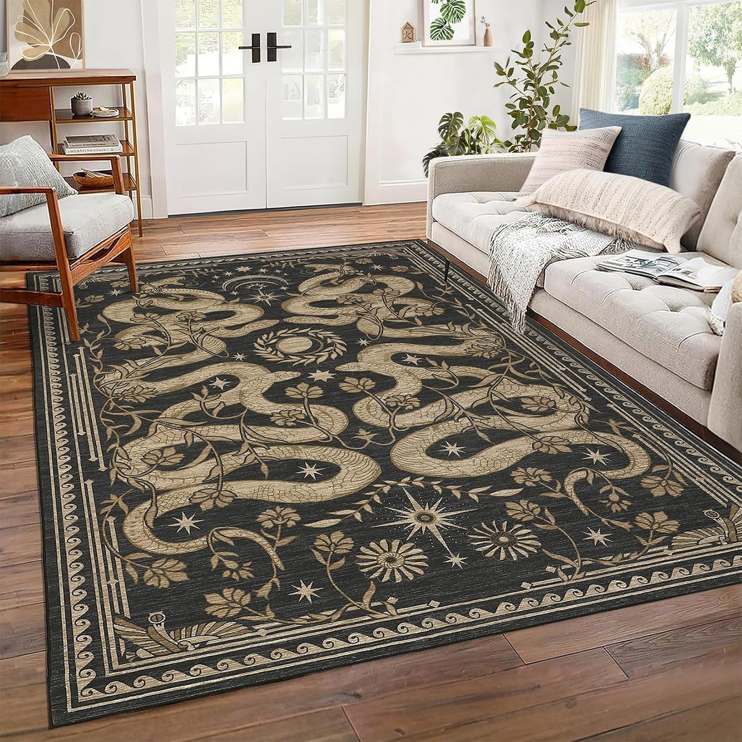 Alfombra de serpiente lavable 5x7pulg para sala dormitorio