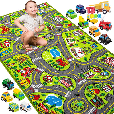 Alfombras set niños 12 vehículos tracción trasera duradera