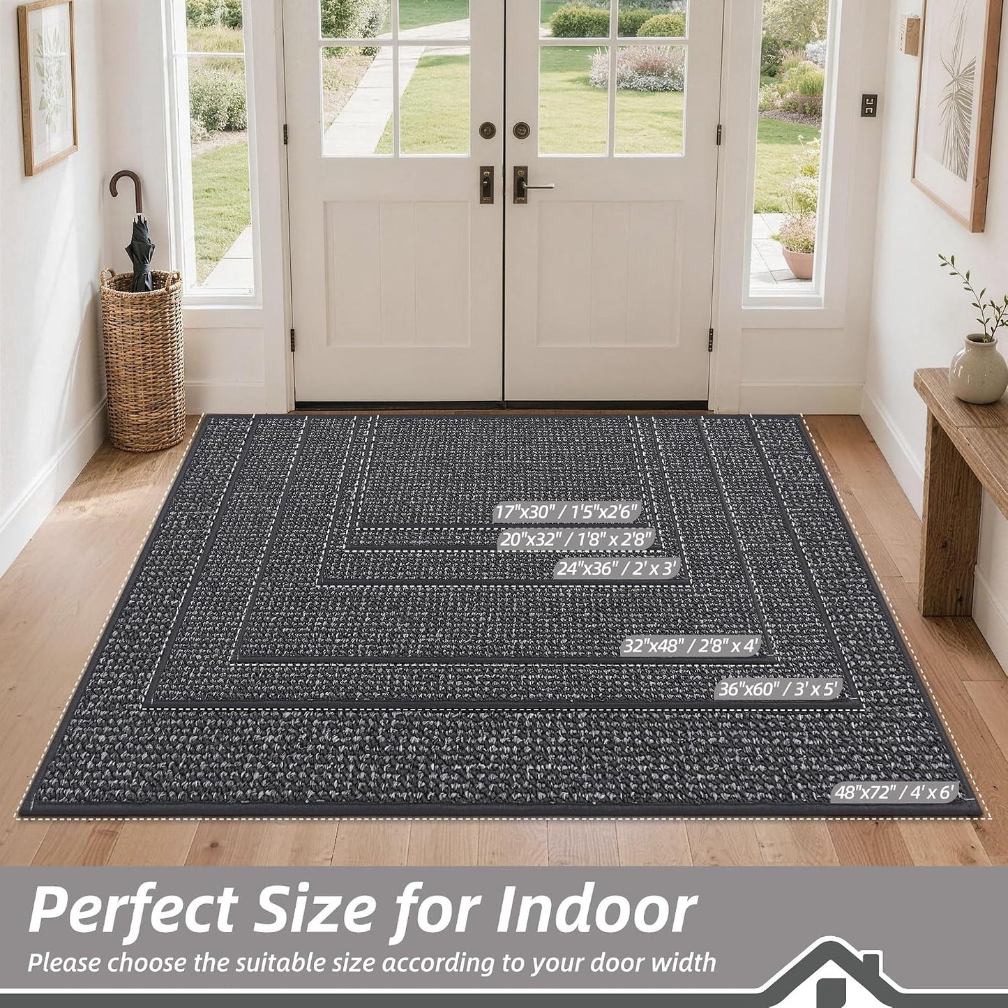 Tapete puerta antiderrap lavable 20x32" perfil bajo
