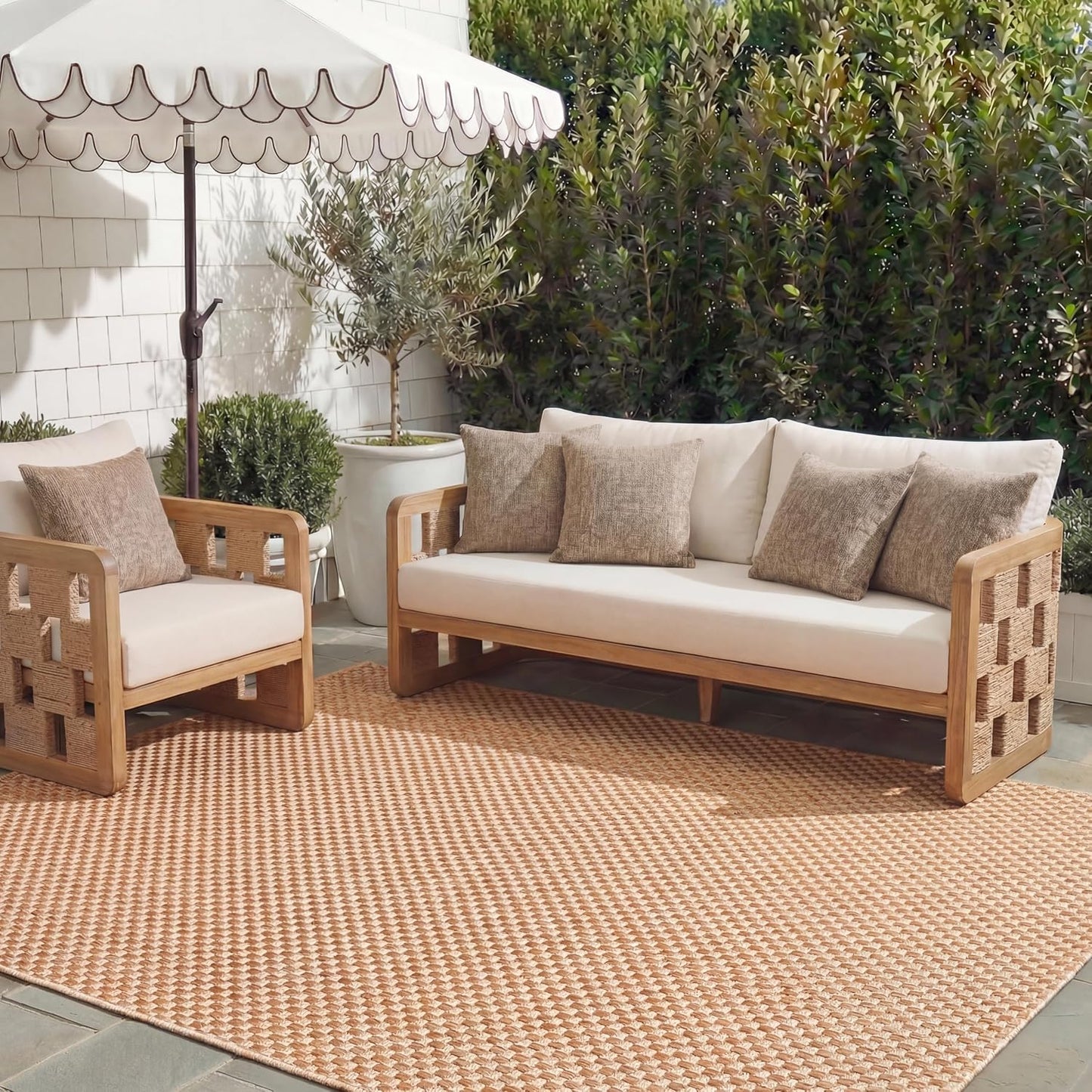 Alfombra área 8x10ft natural crema no pelusa interior