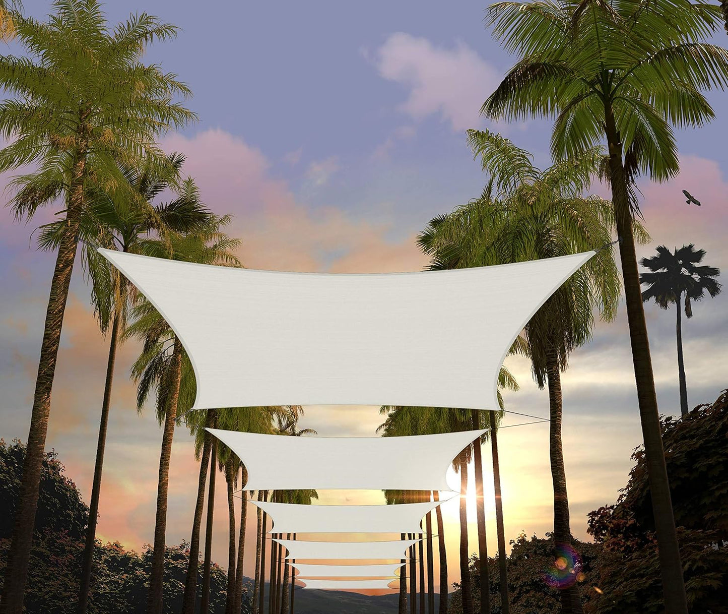 Toldo Vela Rectangular Blanco 8x10ft UPF50 Bloqueo UV
