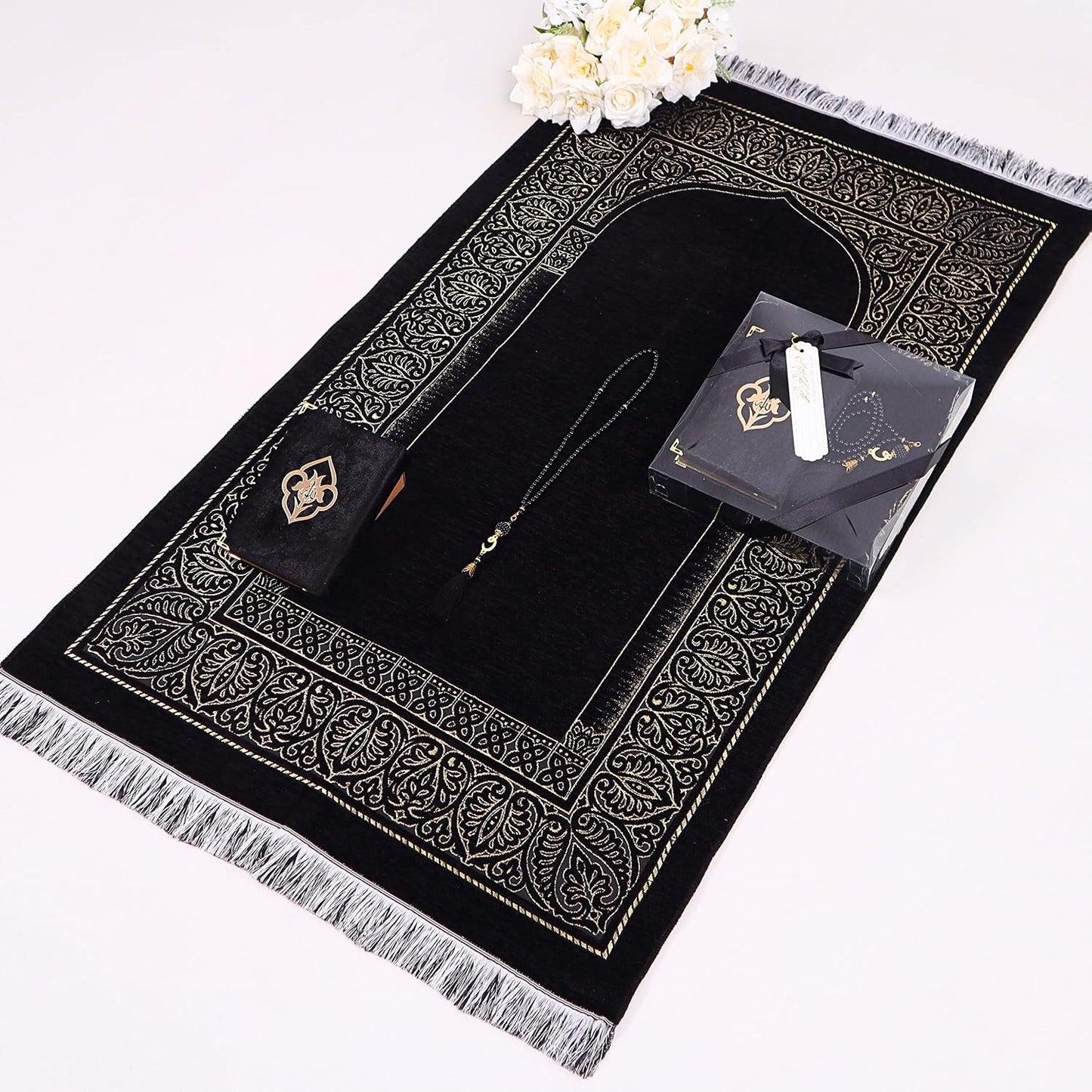 Alfombra oración con cuentas Corán regalo islámico