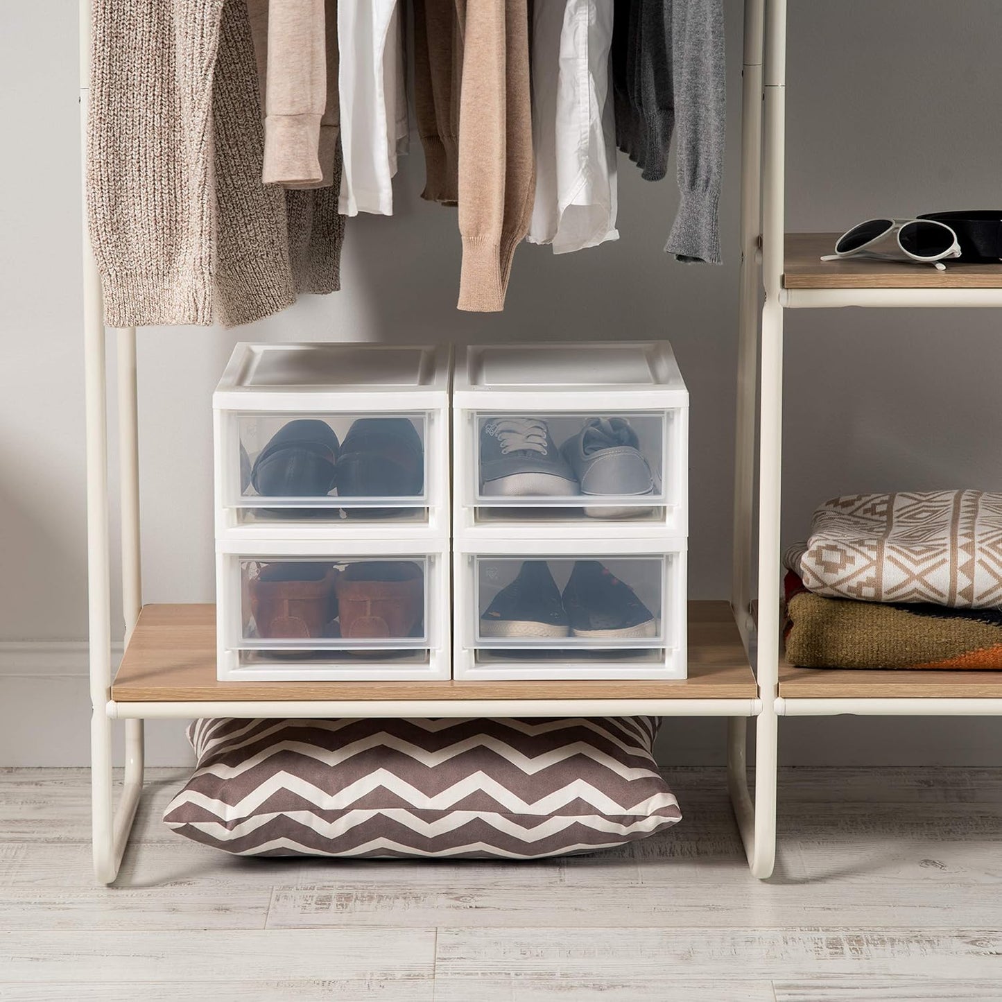Organiz. plástico 4 cajones apilables para dormitorio cocina