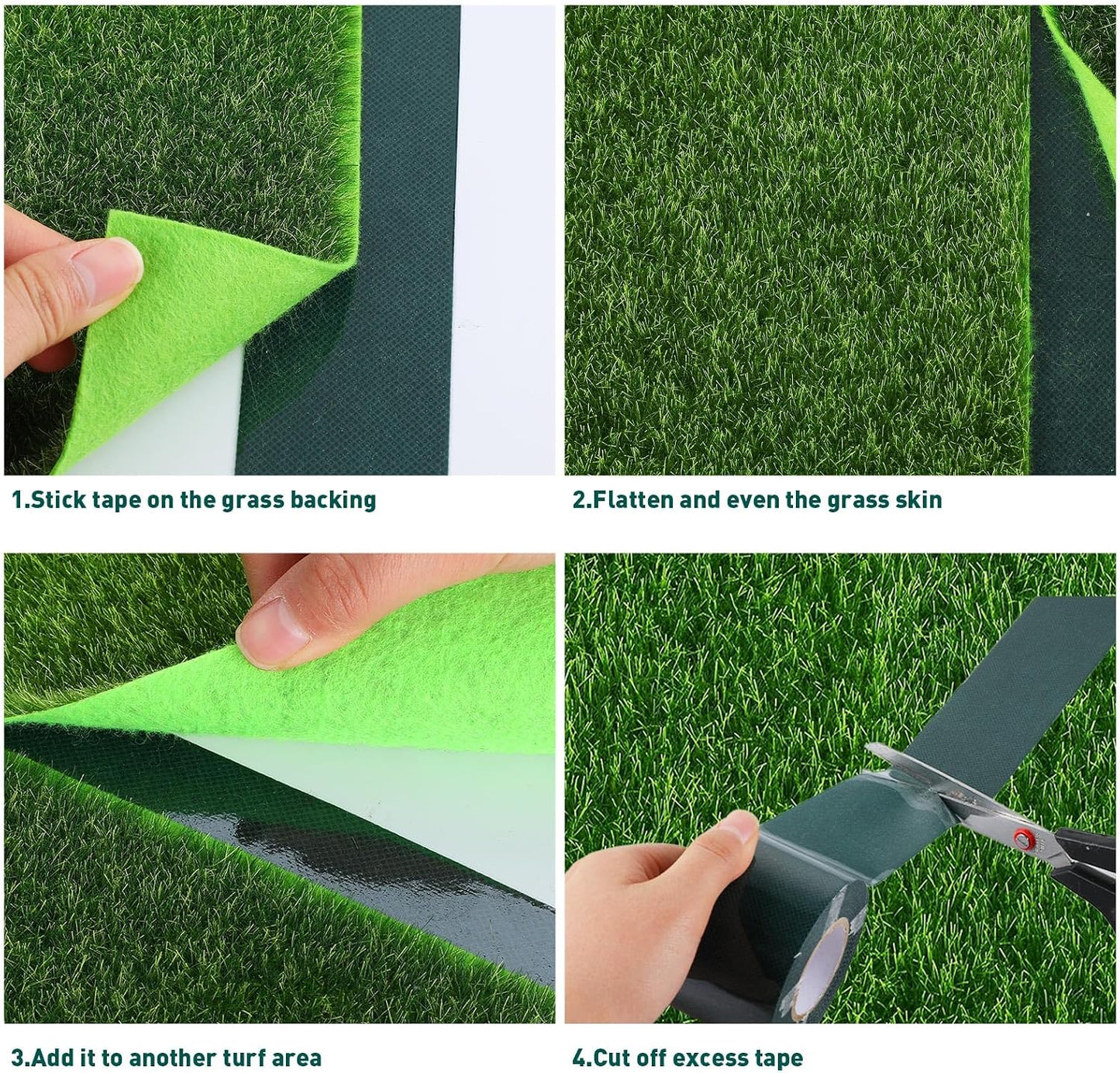 3 Cintas Césped Artificial 16.5pies para Jardín Alfombra