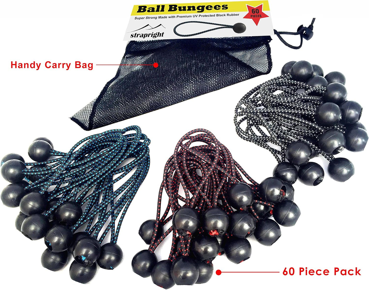 Cuerdas elásticas con bolas set 60 negras 5.5-3.5"