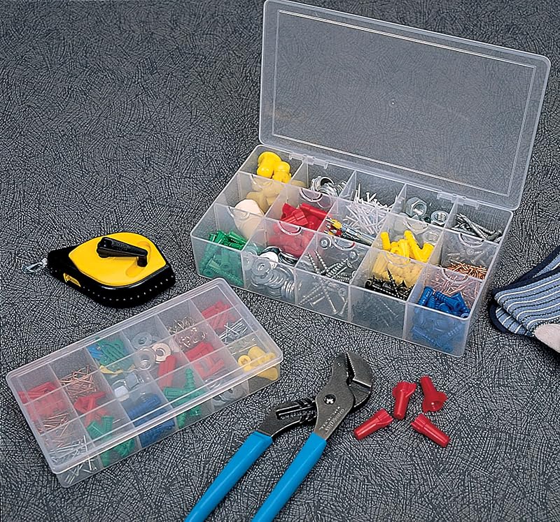 Caja plástico almacenamiento 8x4-5/8" con tapa y 5 divisores