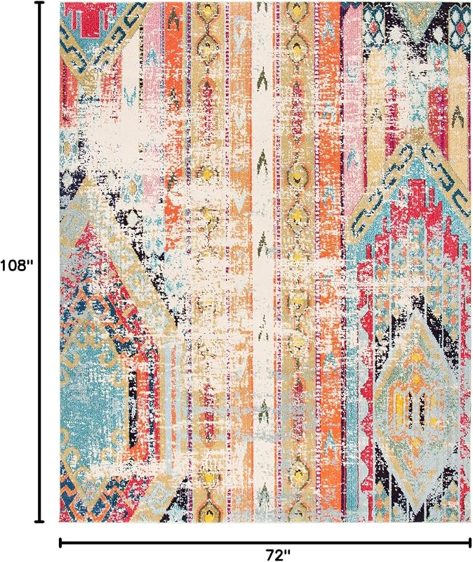 Alfombra área 6x9ft diseño tribal bohemio azul naranja
