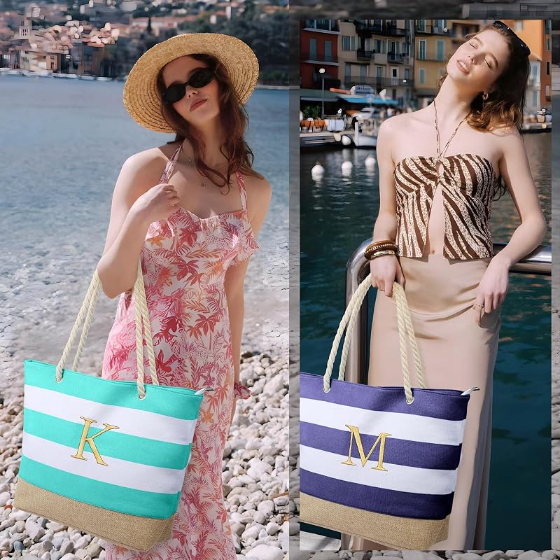 Bolsa playa lona personalizada con cremallera regalo mujer