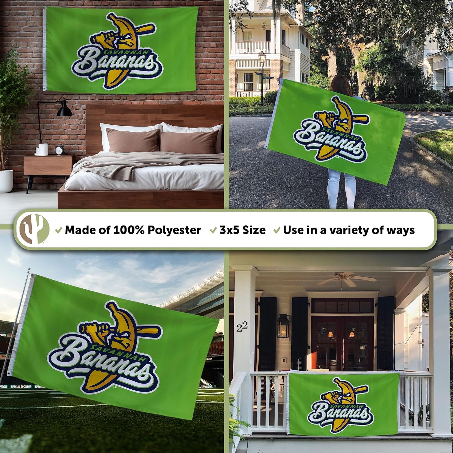 Bandera béisbol Savannah Bananas 3x5ft poliéster