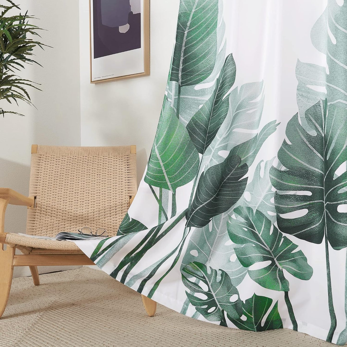 Cortinas impermeables 84pulg patrón hojas tropicales
