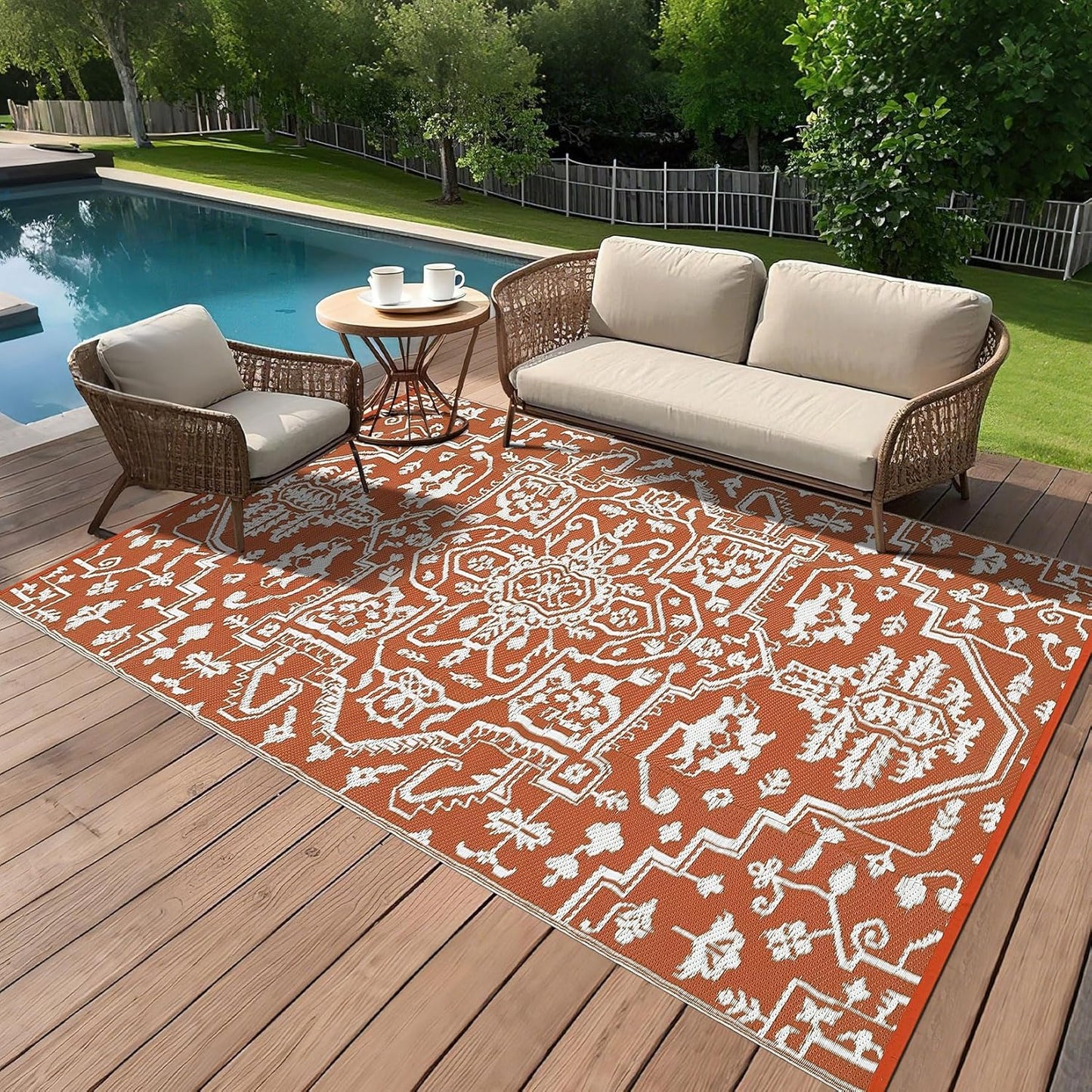 Alfombra exterior 9x12 plástico impermeable reversible