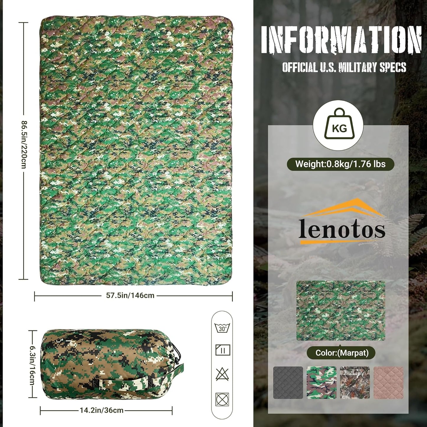Manta Woobie con forro militar térmico resistente al agua