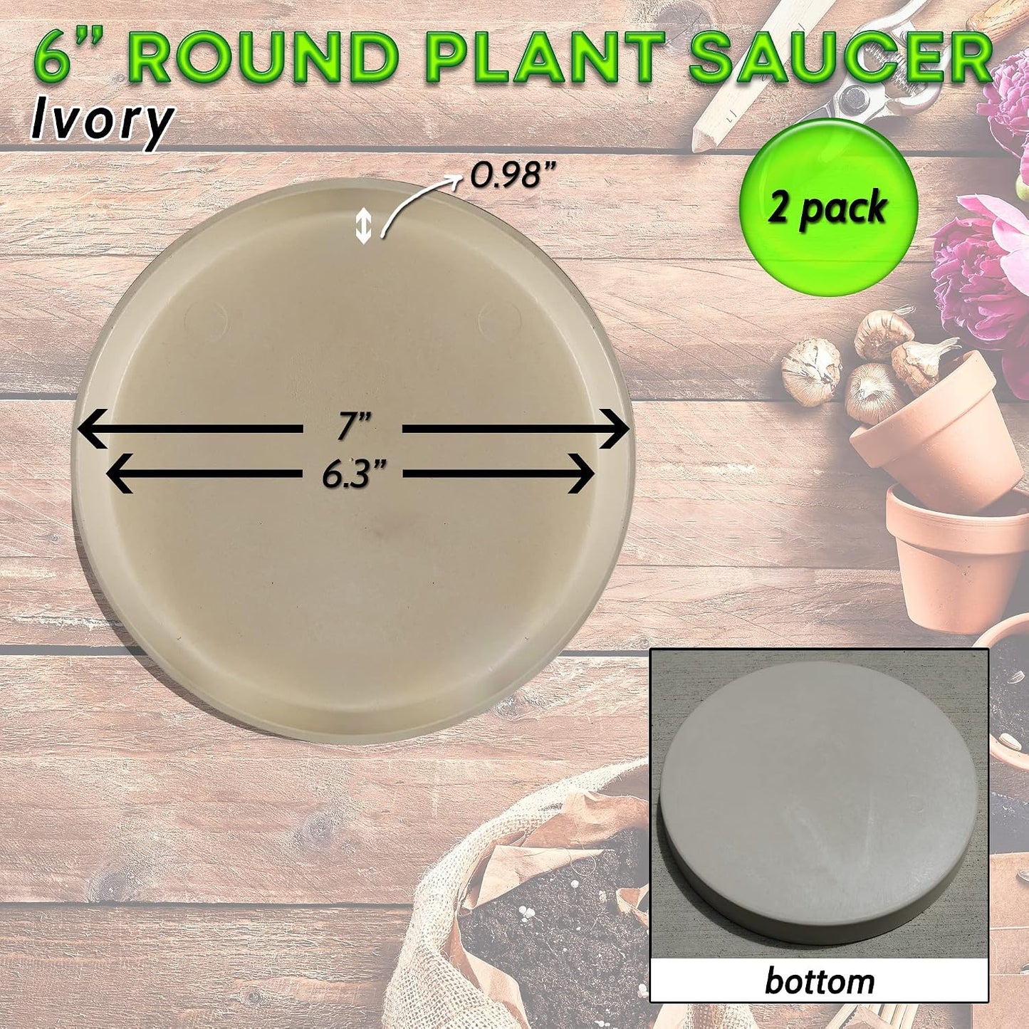Plato redondo para plantas 60% reciclado 40% piedra