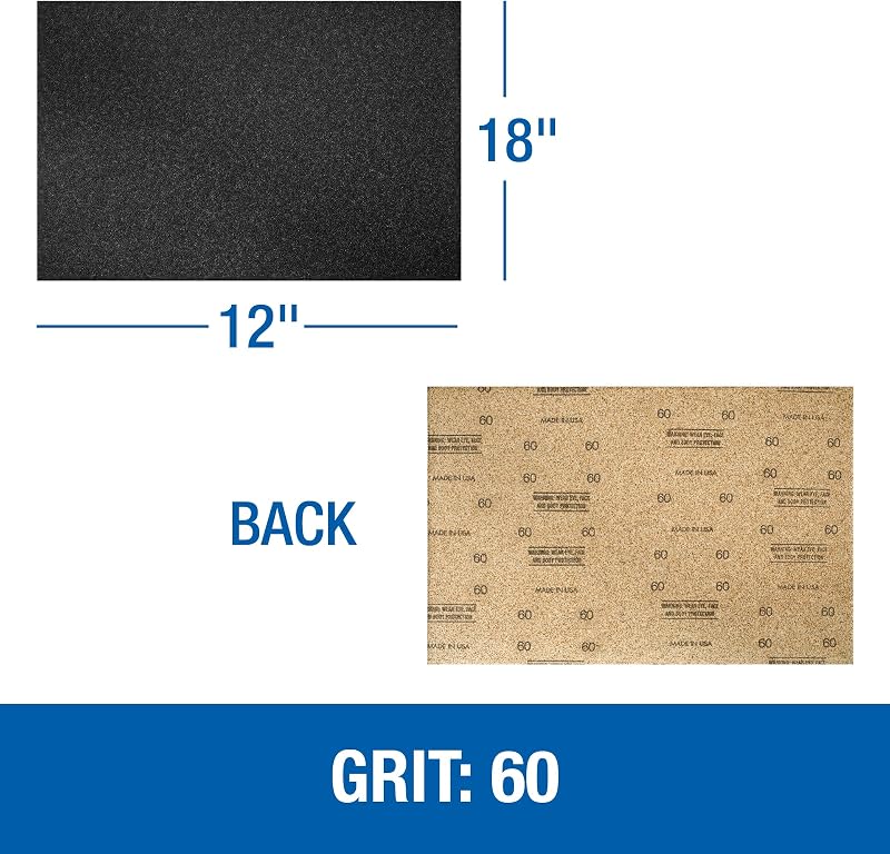 Hojas lijado piso carburo silicio 12x18 60 grano pack 20