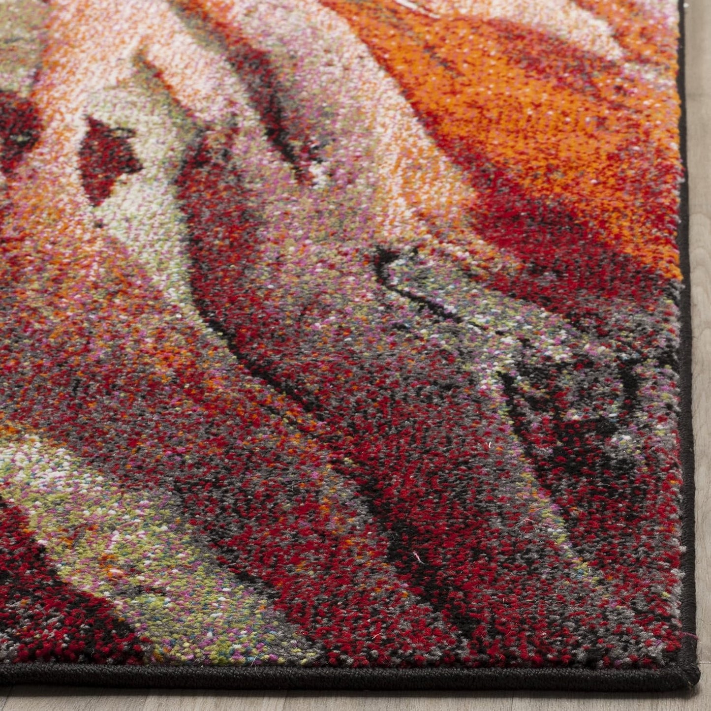 Alfombra moderna abstracta 2'3"x6' color rojo