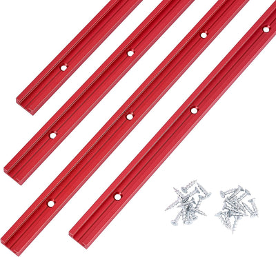 Pista en T 24pulg doble corte carpintería 4uds color rojo