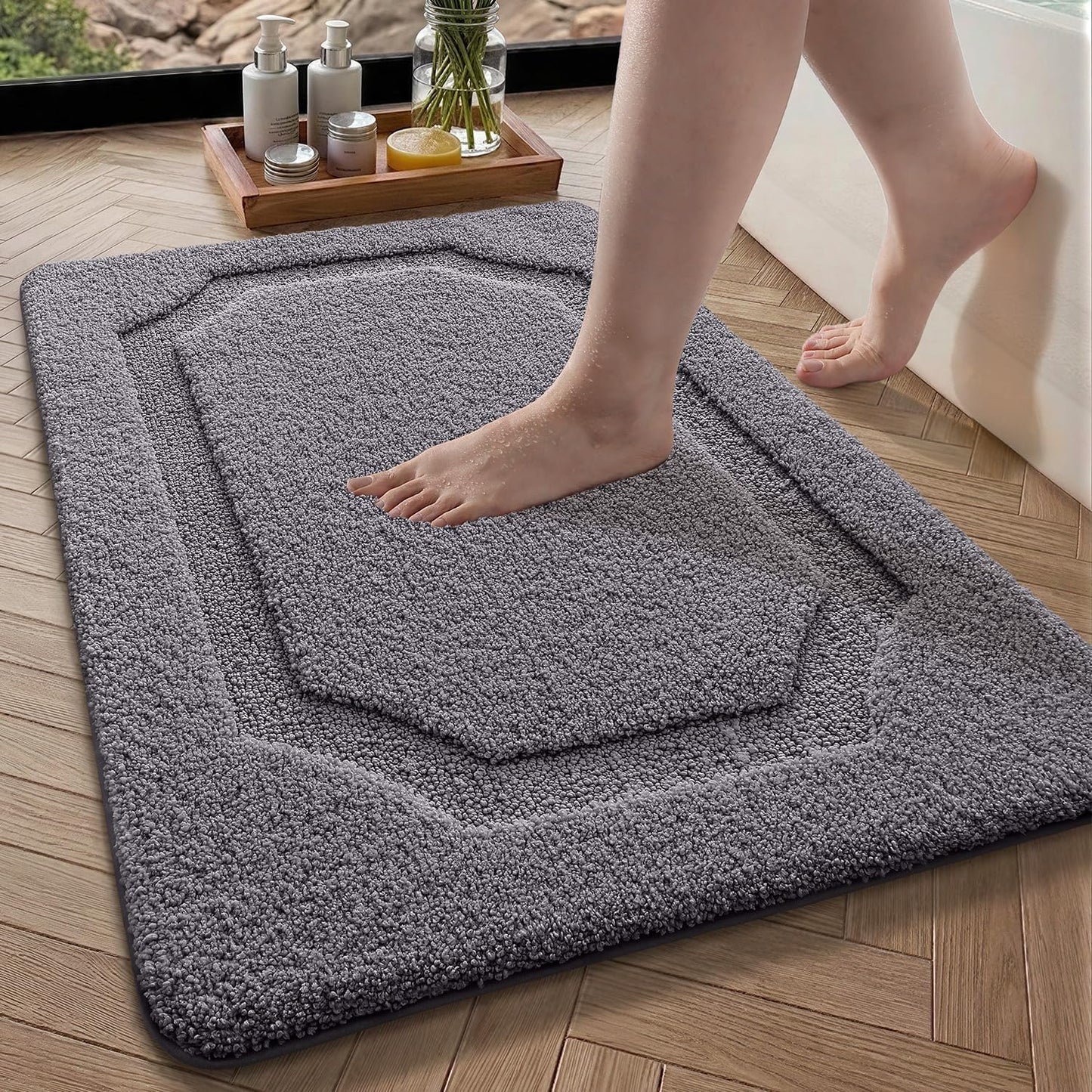Alfombra baño antideslizante lavable 17x30 gris