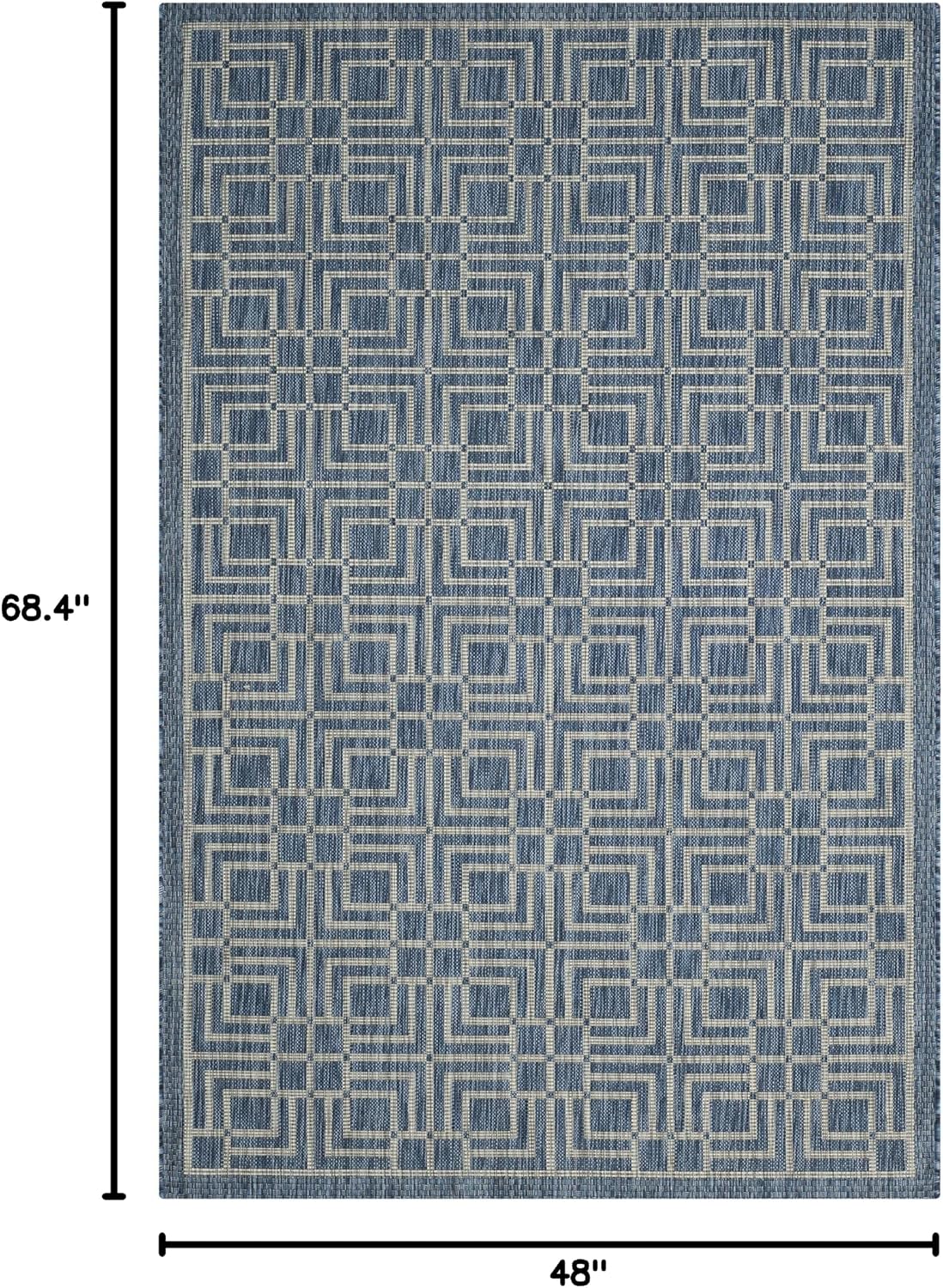 Alfombra lavable exterior 4x5ft7" azul marino y gris