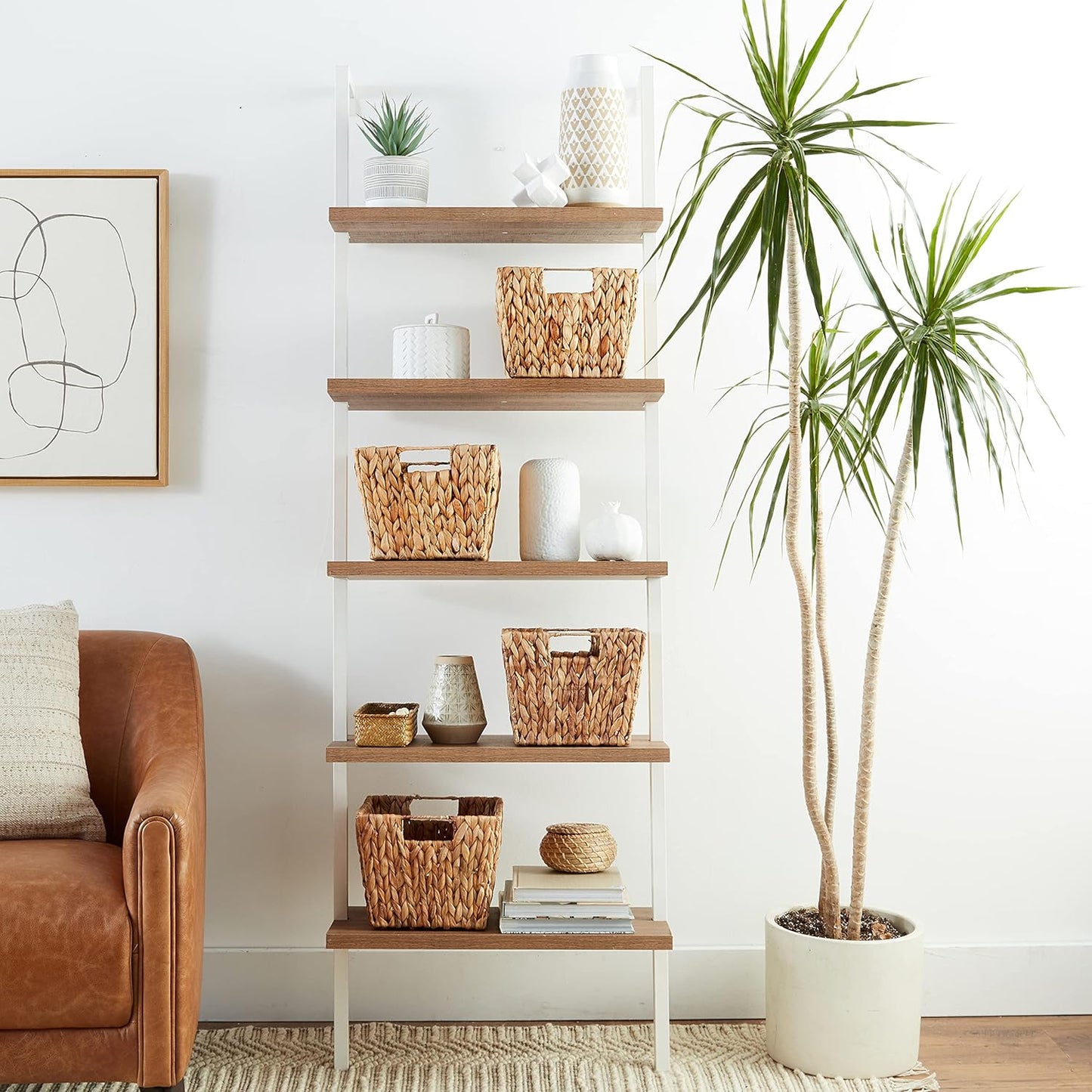 Cesta almacenamiento jacinto asas rectangular set 4 11.5"
