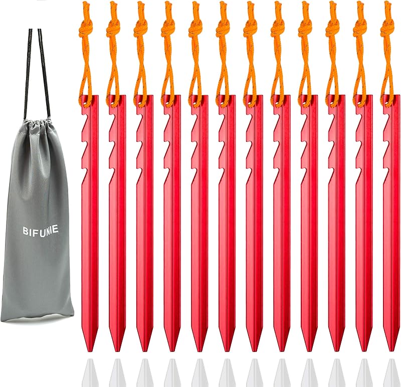 Set 12 estacas aluminio cuerdas reflectantes para tienda campaña
