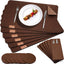 Set 6 manteles y bolsas cubiertos fieltro antiderrap marrón