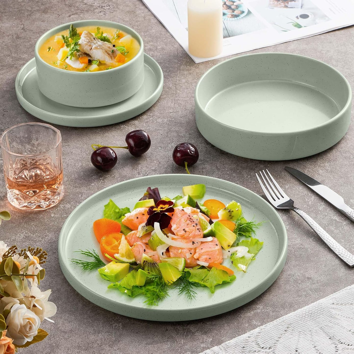 Set 16 Pzas Vajilla Porcelana Cuencos Pasta Servicio 4