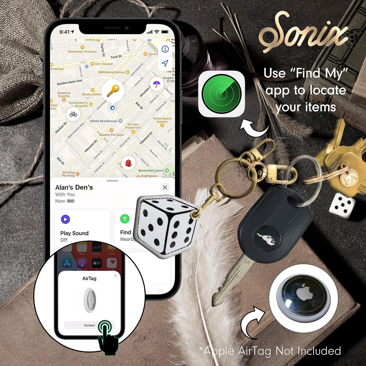 Estuche protector AirTag Sonix para llavero