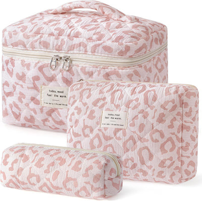 Bolsa maquillaje acolchada 3 pzas algodón grande floral