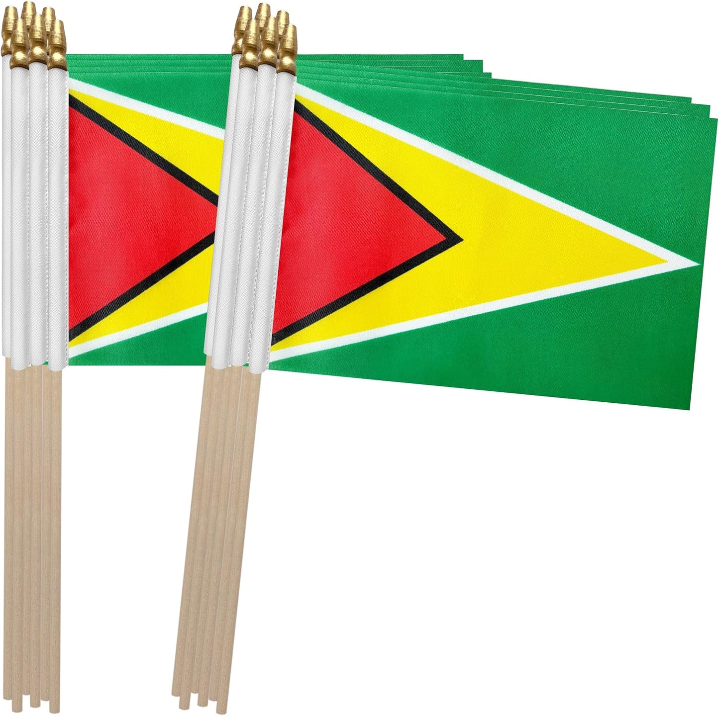 Mini banderas mano Guyana 5x8pulg pack 12