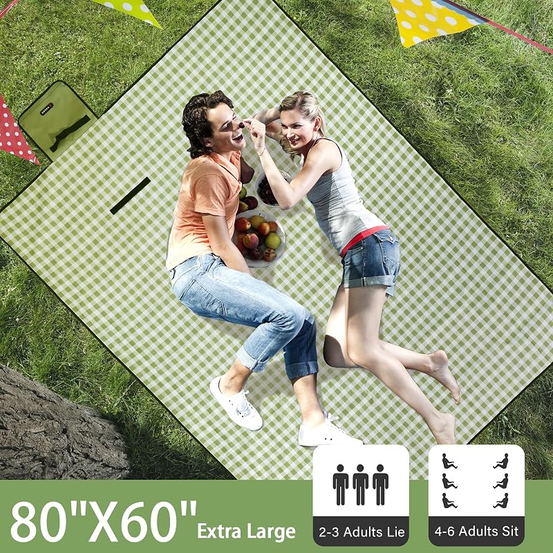 Manta picnic al aire libre 80x60pulg impermeable plegable verde