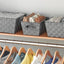 Cesta almacenamiento con asa tejida gris