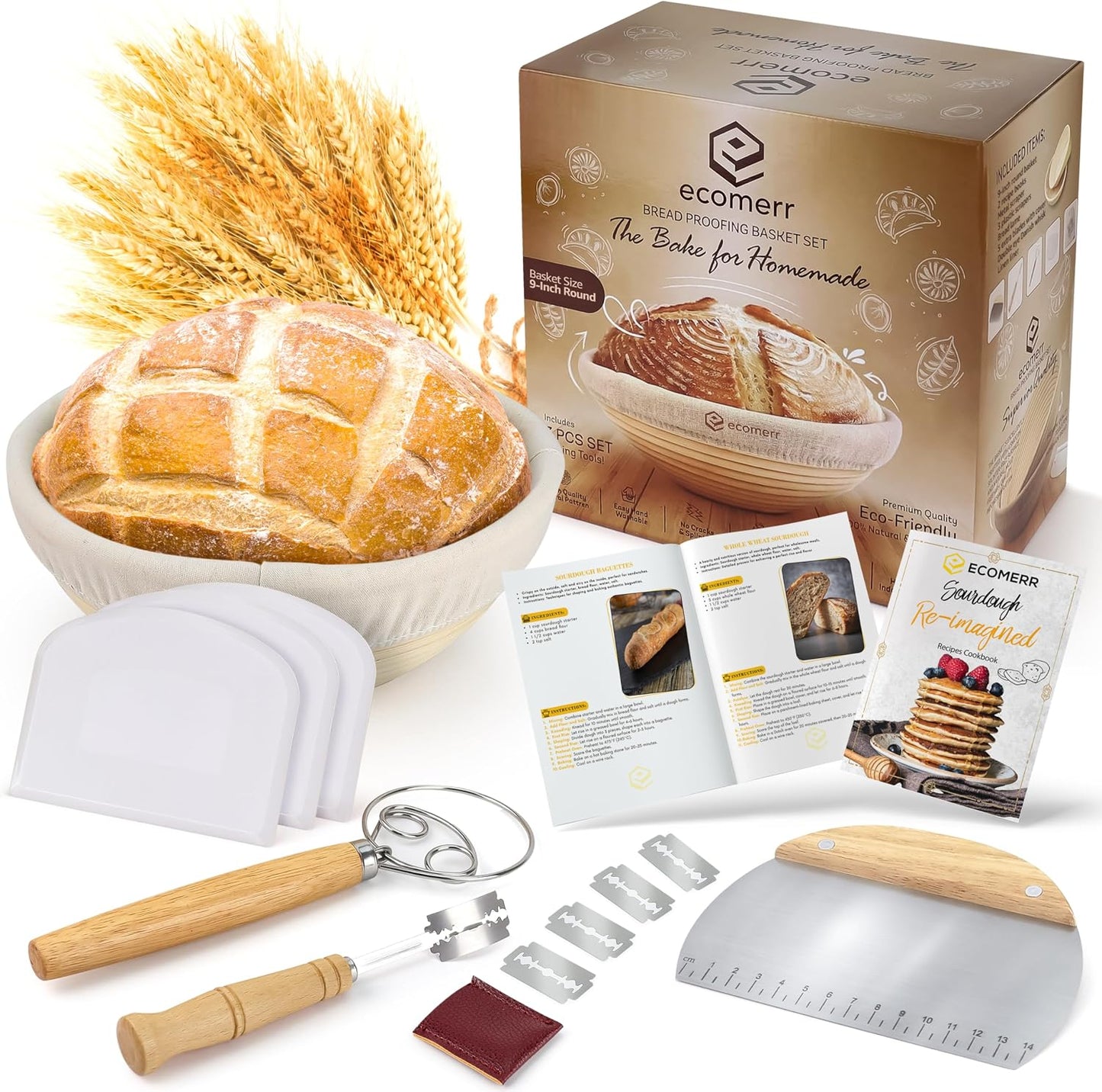 Cesta Banneton 9pulg para masa madre hornear pan