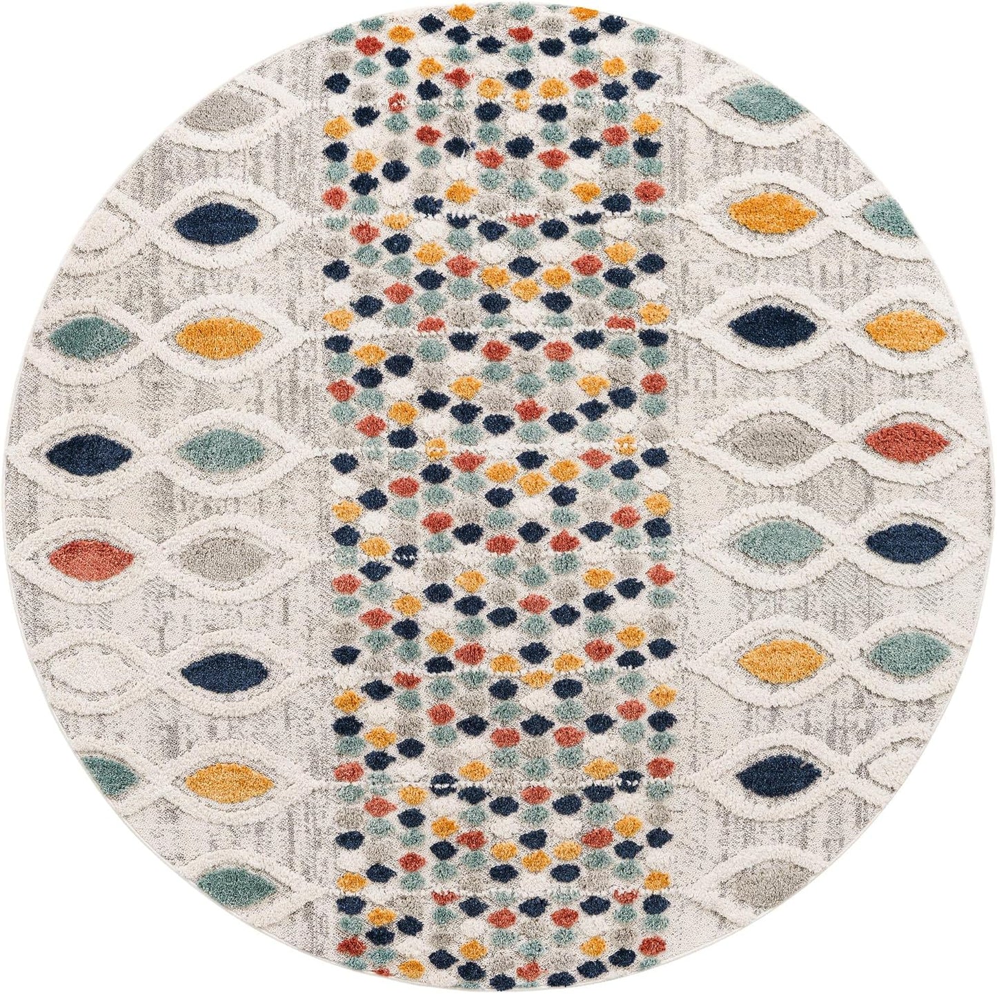 Alfombra área redonda 7ft x 7ft multicolor