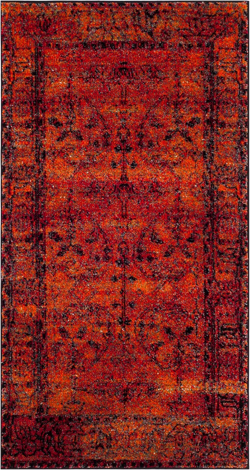 Alfombra persa 2'7x5' naranja alta tracción