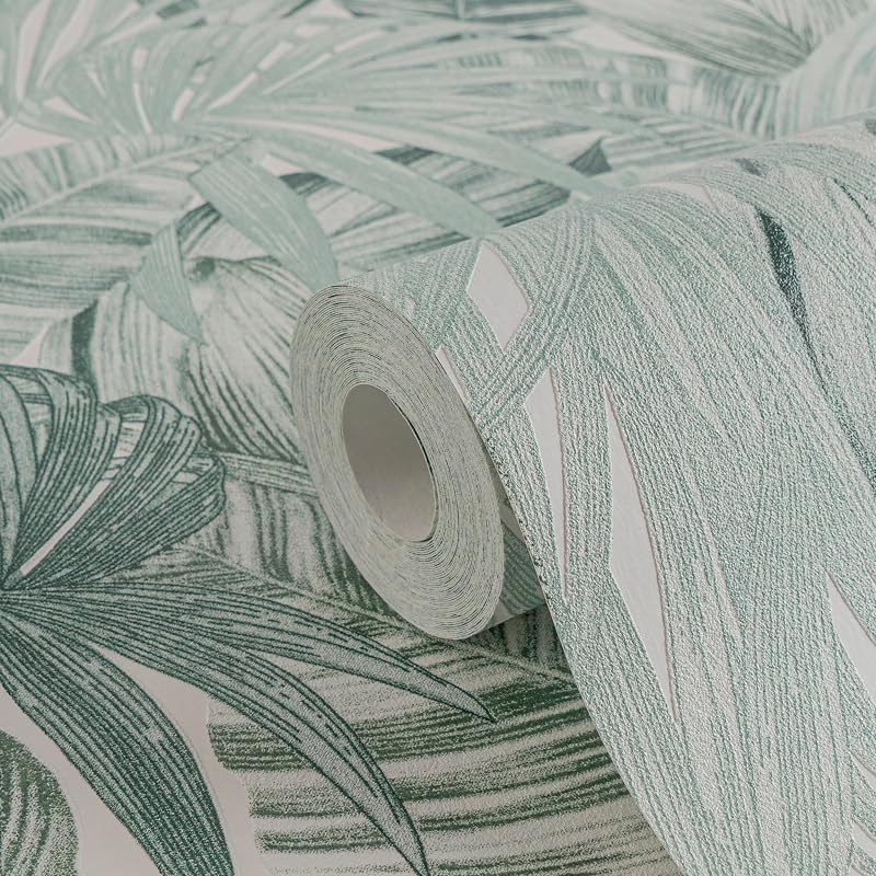 Papel pintado tropical verde 396x20.87"
