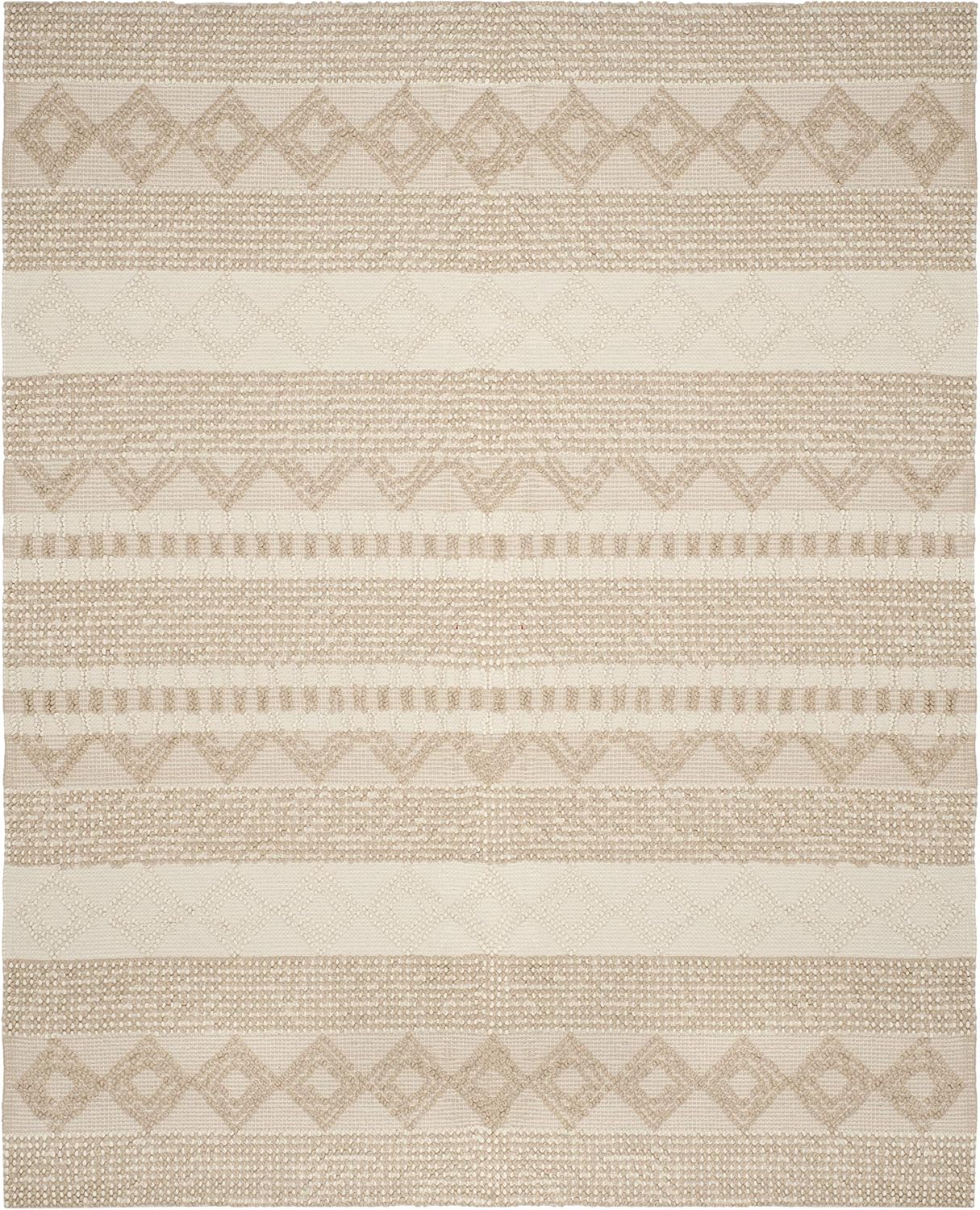Alfombra 9x12ft Natura Beige y Marfil Lana Algodón Bohemio