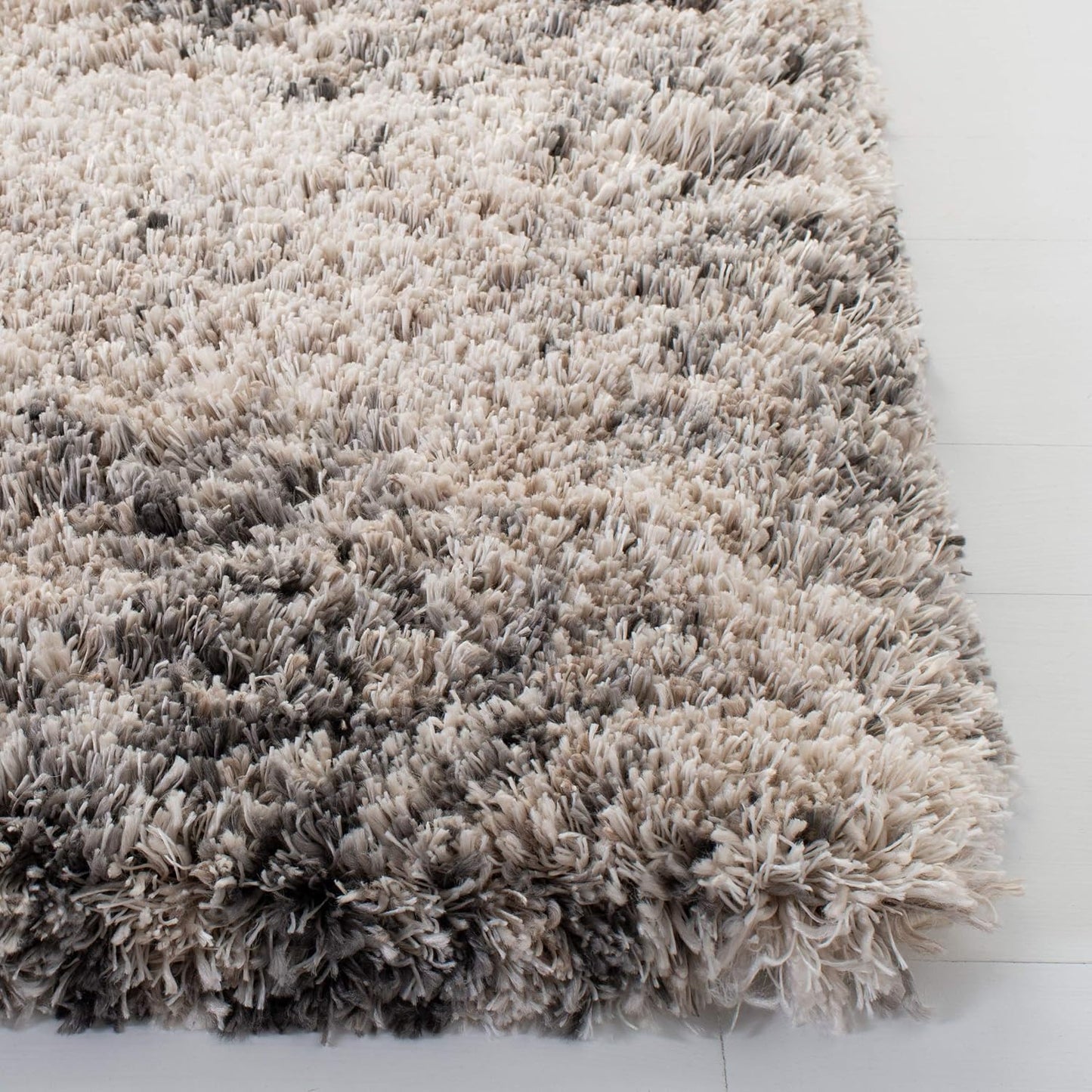 Alfombra decorativa 4x6ft crema y gris diseño moderno
