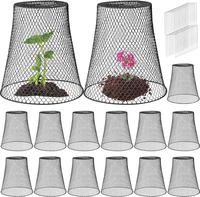 Cloche alambre para plantas 11x12pulg con estacas negro