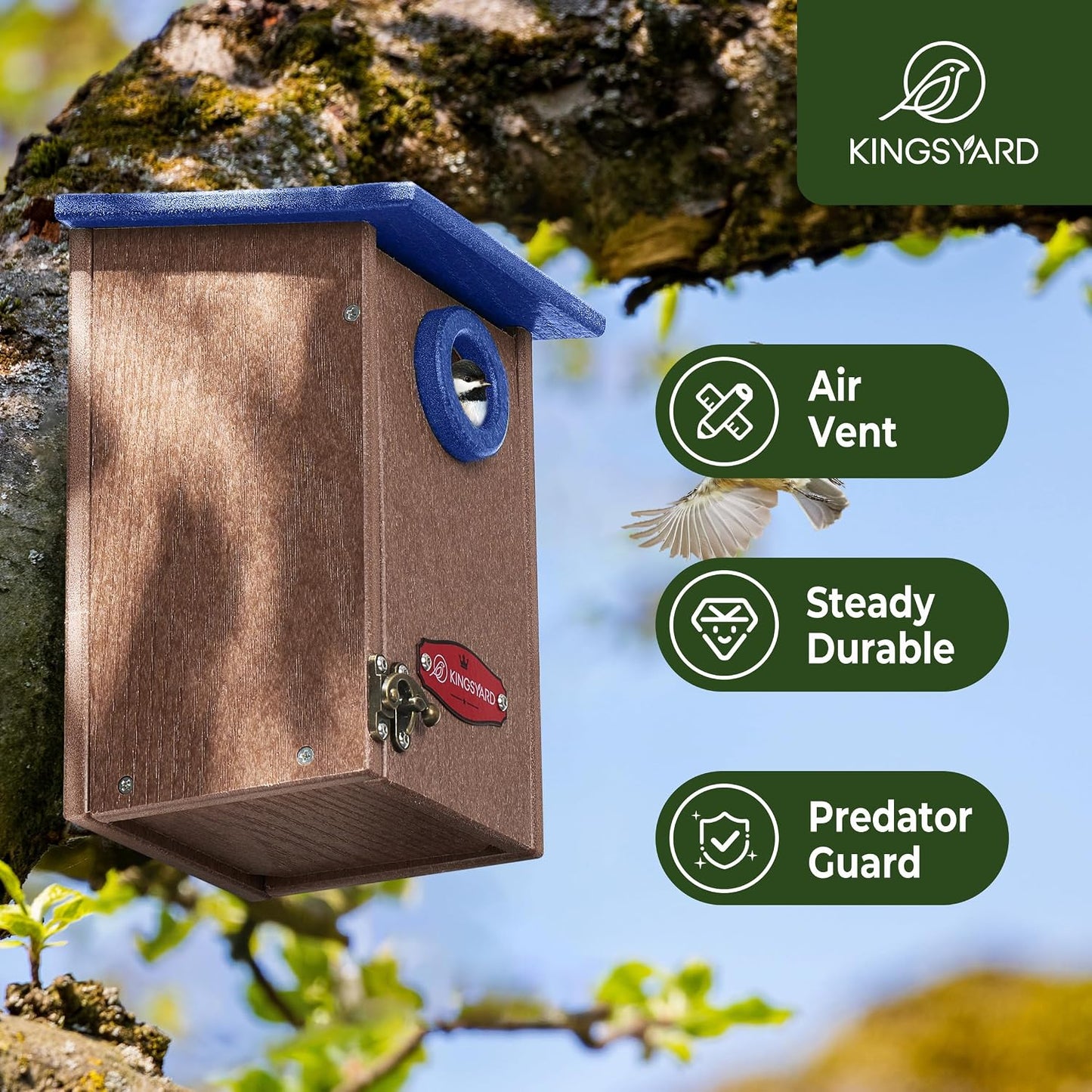 Casa pájaros plástico reciclado exterior azul