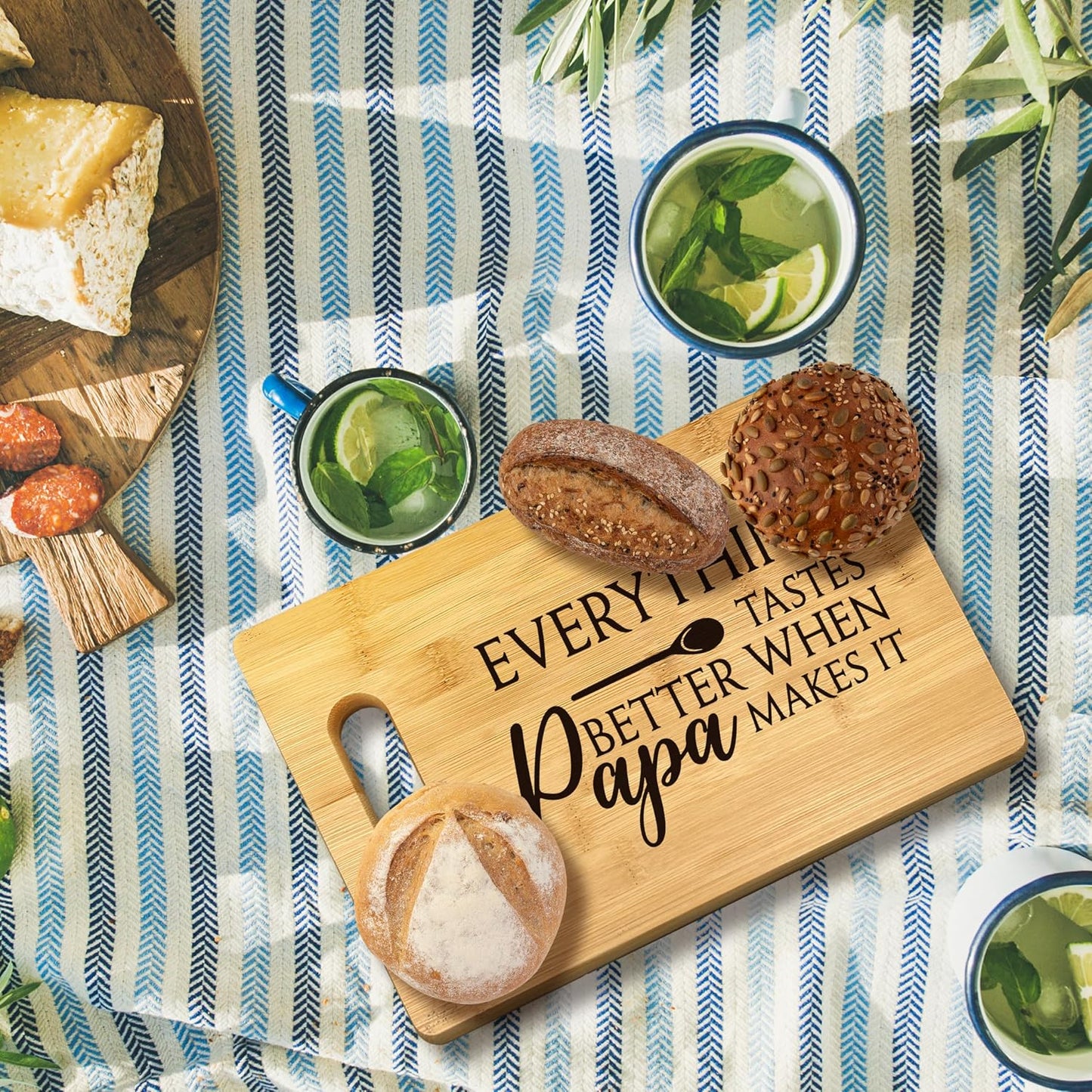Tabla cortar bambú decoración cocina regalo papá abuelo