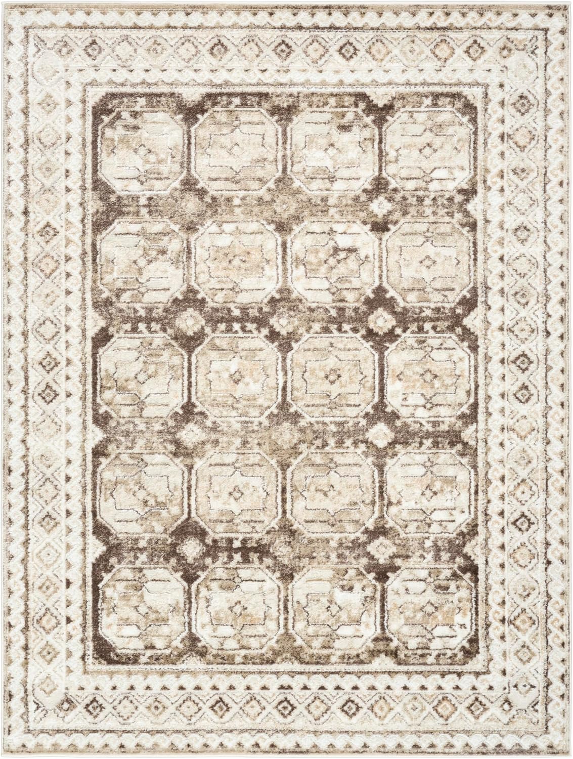 Alfombra área marrón marfil 4x6ft dormitorio sala comedor