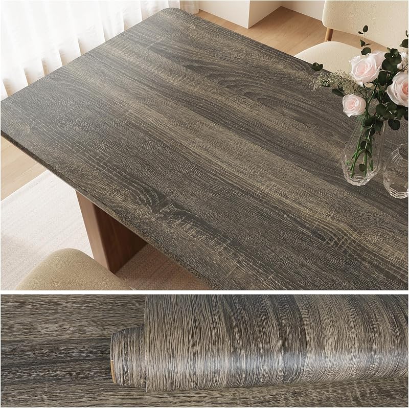 Papel tapiz madera oscura autoadhesivo 15.7x354"