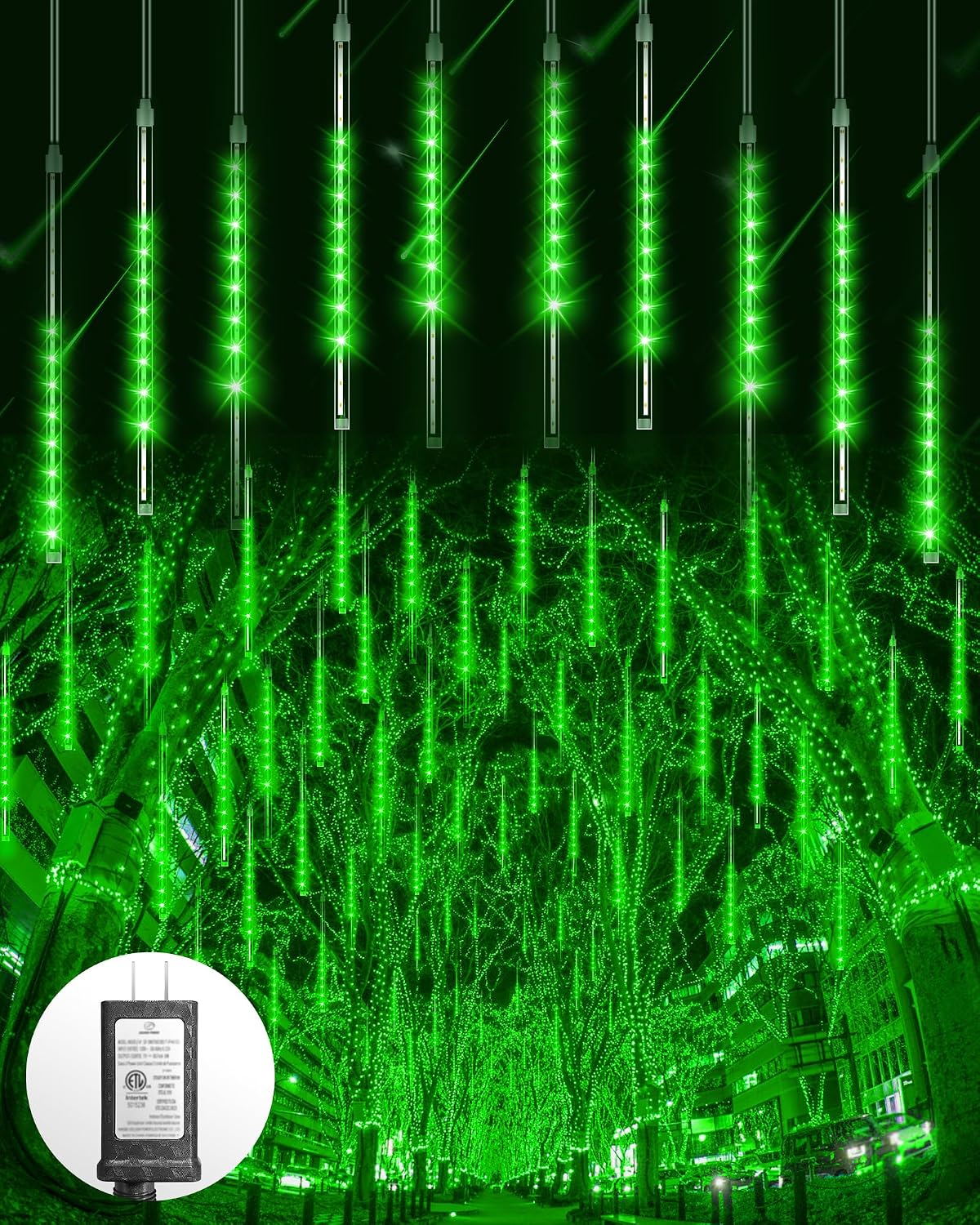 Luces lluvia meteoritos exteriores 16pulg 10tubos 360LED