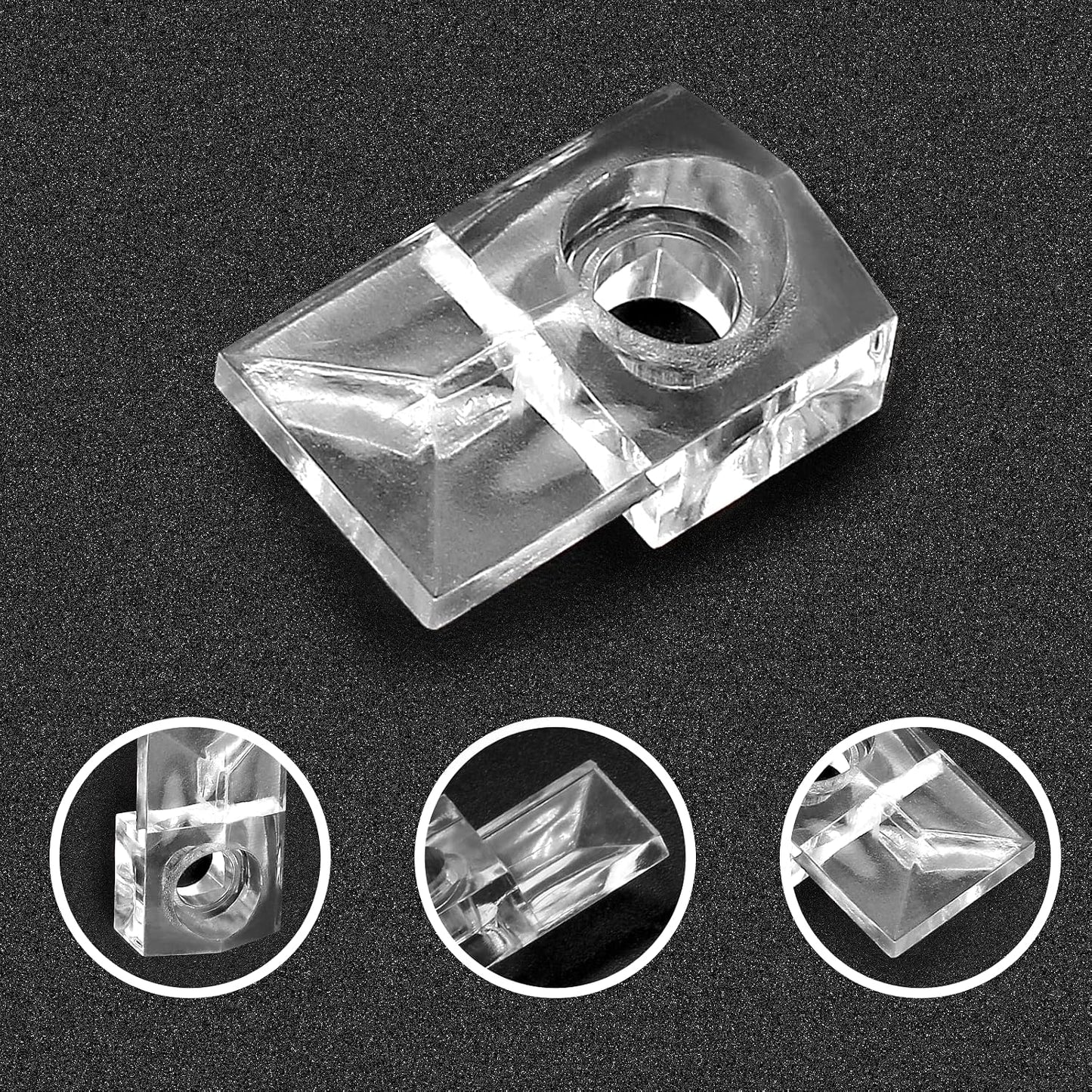 Kit 30 clips fijación vidrio puerta gabinete transparentes