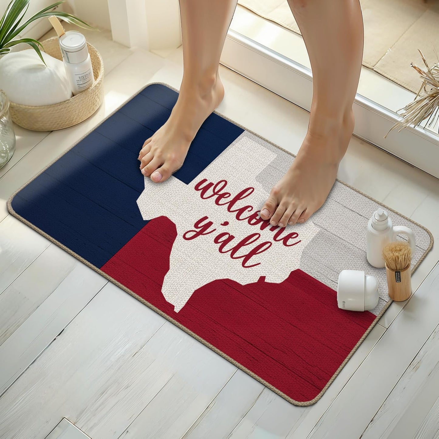 Tapete bienvenida bandera Texas 17x30"