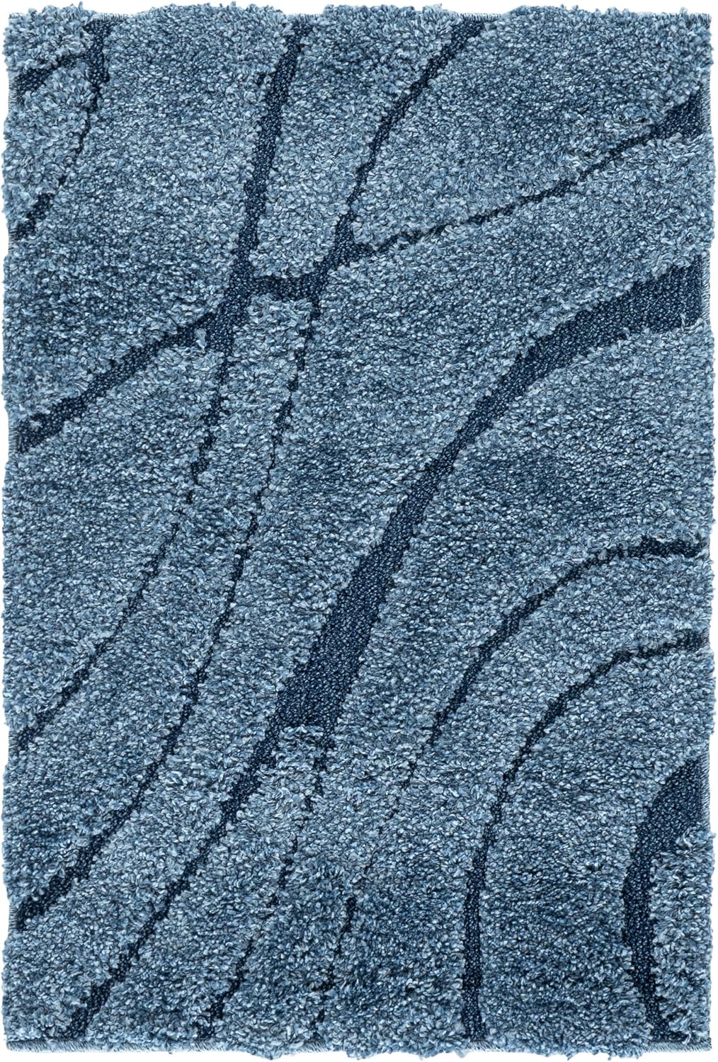 Alfombra Shag ondas abstractas 2'3x4' azul claro