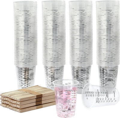 200 Tazas Resina Epoxy 8oz con Varillas Madera para Mezclar