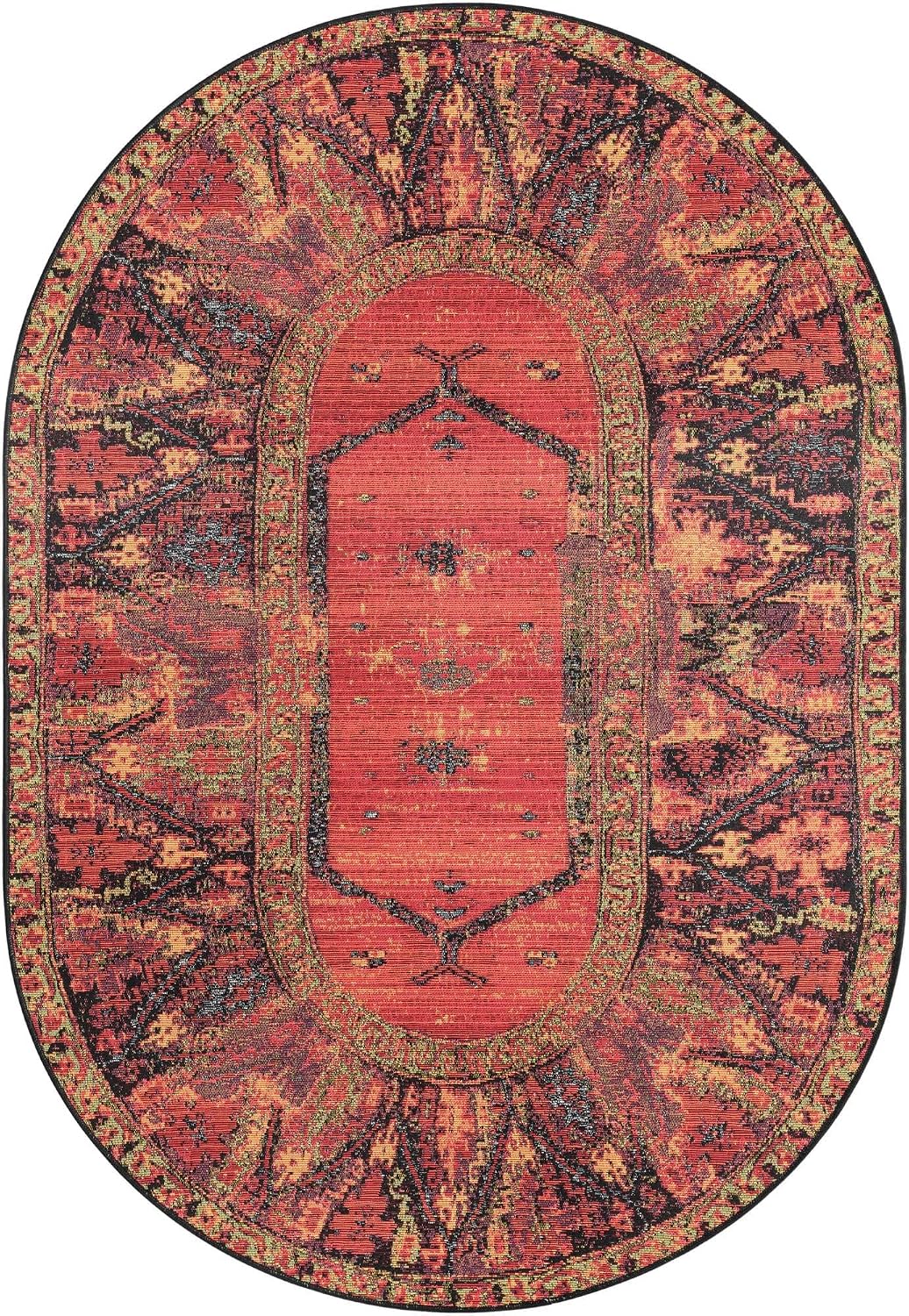 Alfombra quepos tribal oval 4'1x6'1 multi/negro