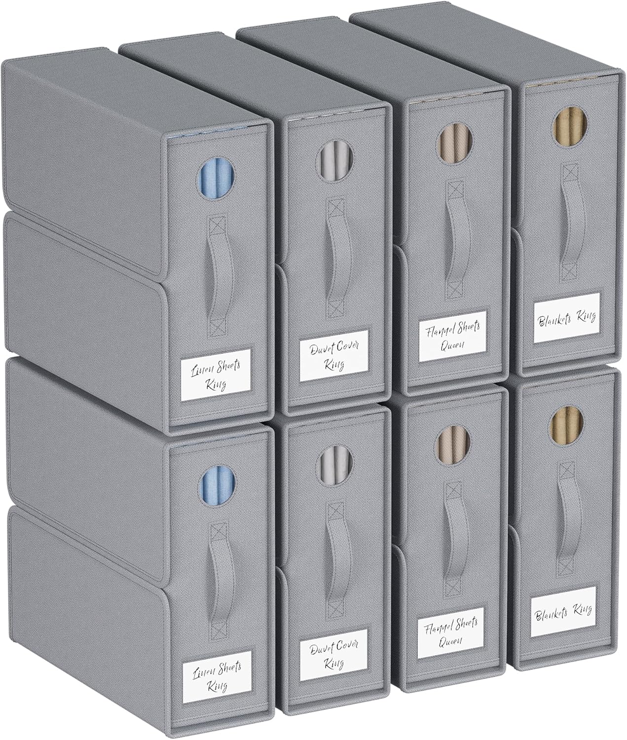8 Cubos Almacenamiento Plegables Sábanas Gris